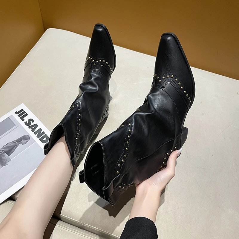 Women’s Boots | Studded Slouchy Ankle