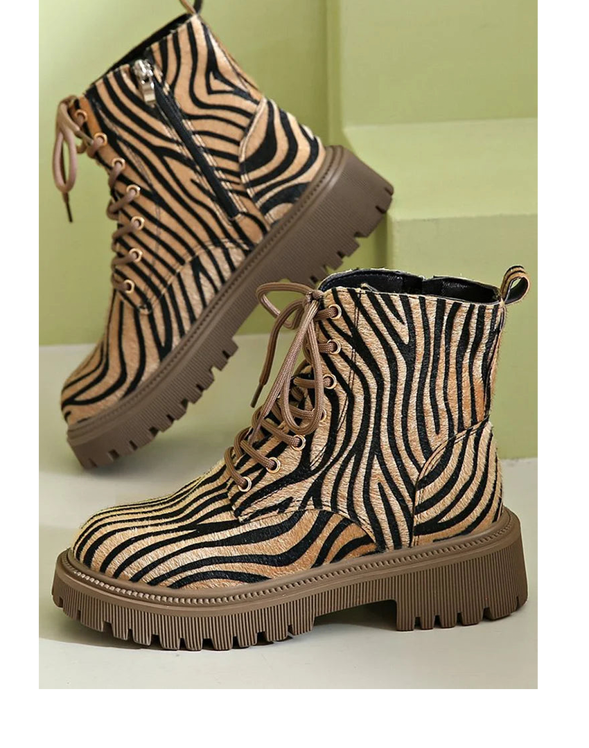 Boots For Women | Animal Print Platform Lace Style