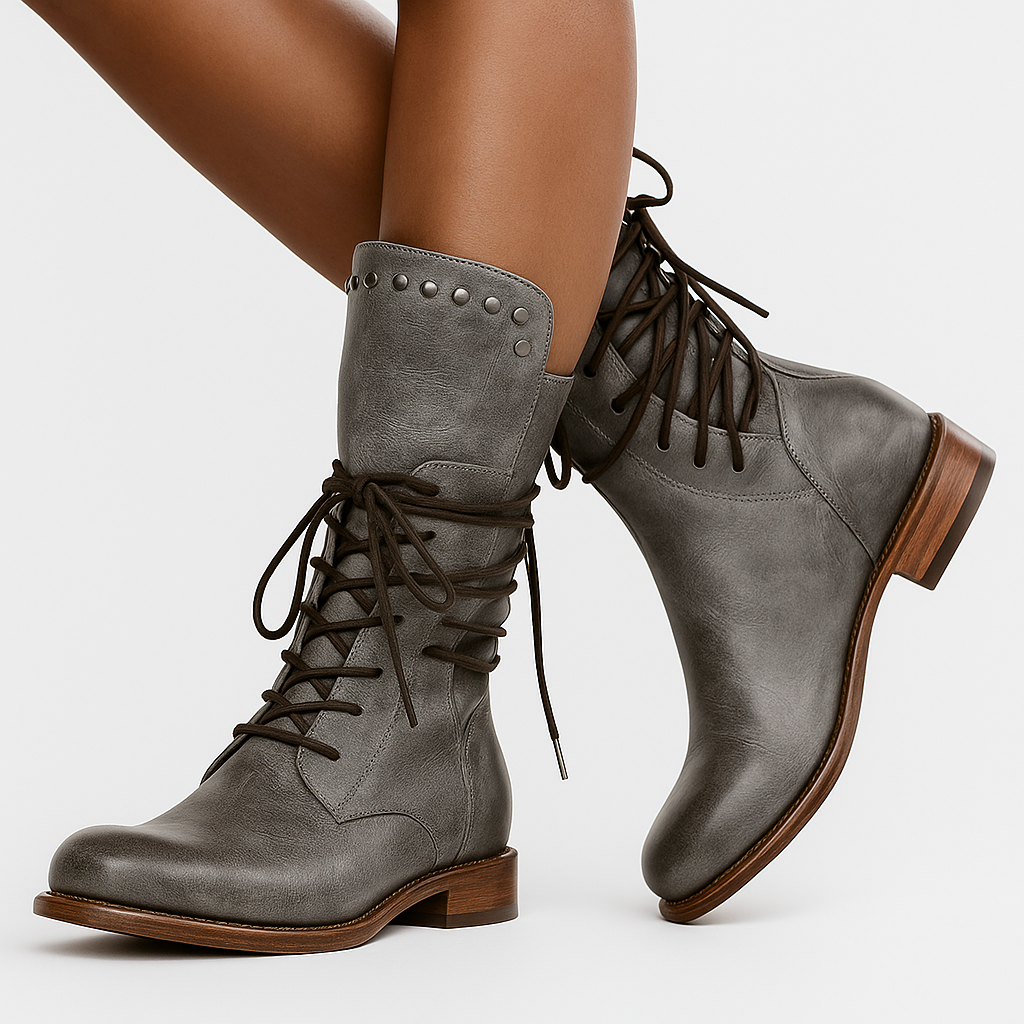 Women’s Boots | Lace-Up Mid-Calf with Stud