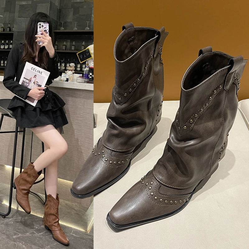 Women’s Boots | Studded Slouchy Ankle