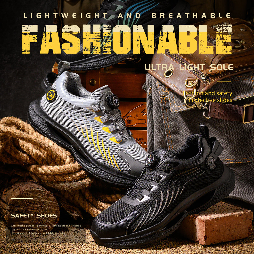 9KSAFETY Unisex Steel Toe Shoes Closure System Laceless 7916