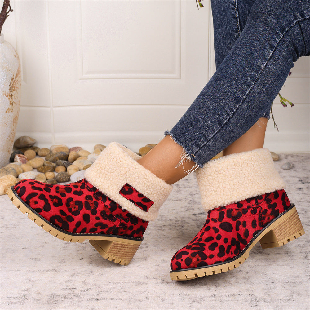 Boots For Women | Rolled Collar Ankle Block Heel Design