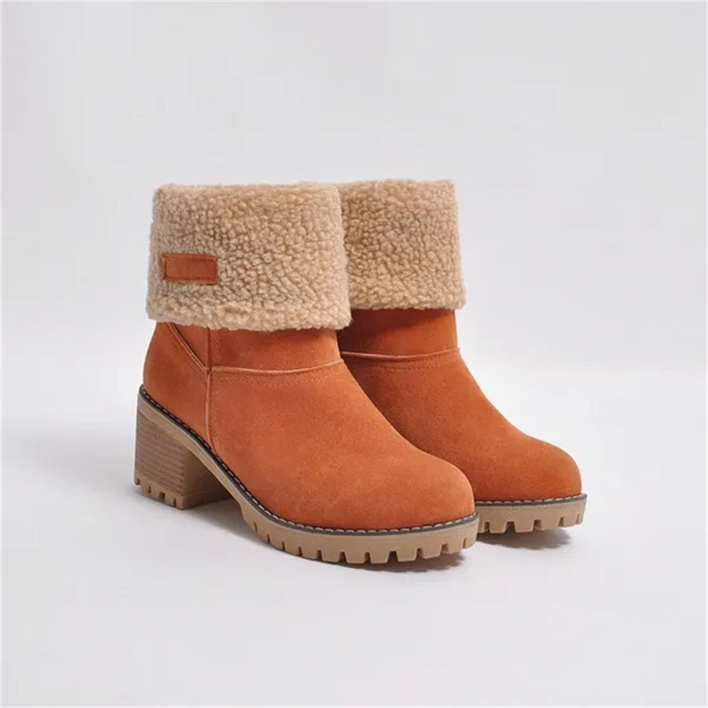 Boots For Women | Rolled Collar Ankle Block Heel Design