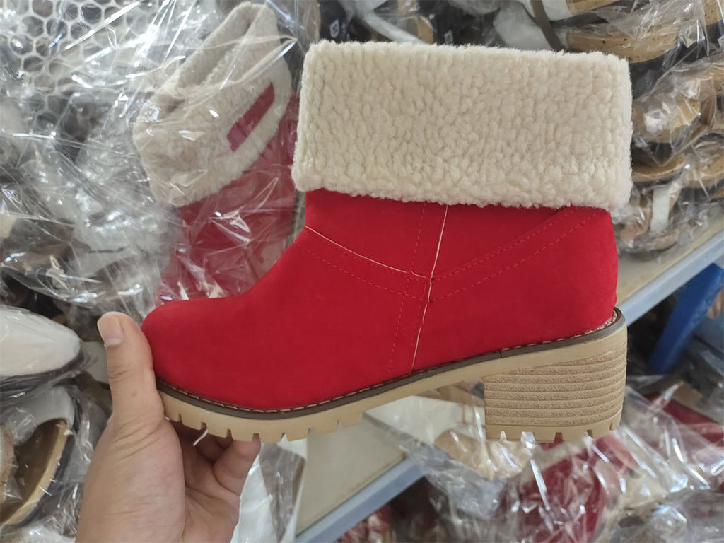 Boots For Women | Rolled Collar Ankle Block Heel Design