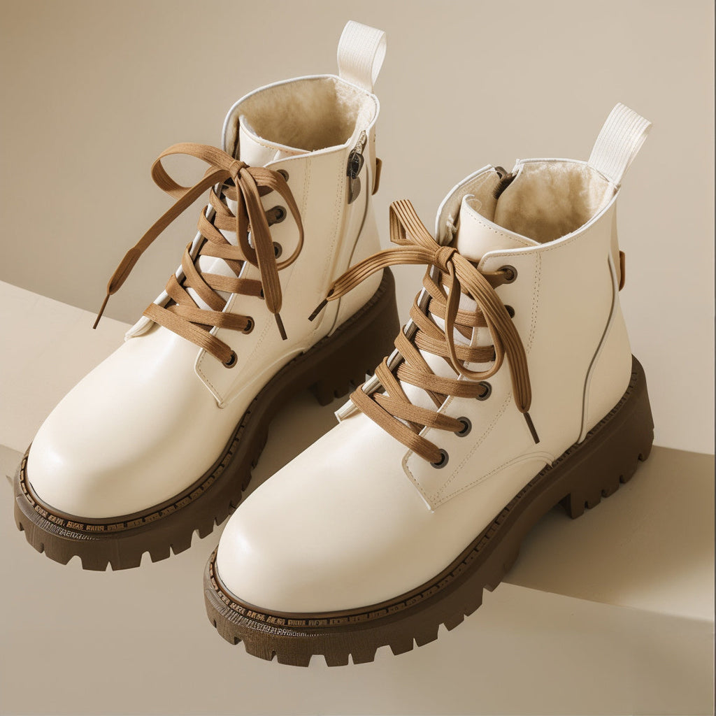 Boots For Women | Side Zipper Lace Closure Ankle Style