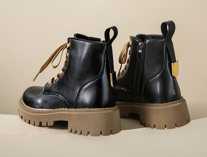 Boots For Women | Side Zipper Lace Closure Ankle Style