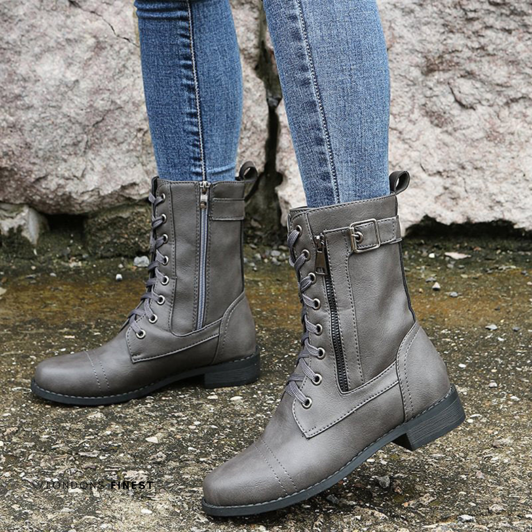 Women’s Boots | Lace-Up Combat with Side Zip