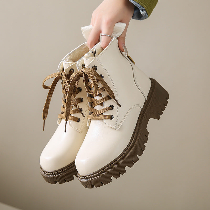 Boots For Women | Side Zipper Lace Closure Ankle Style