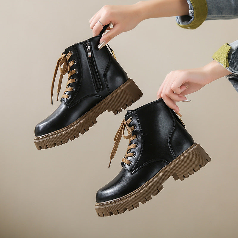 Boots For Women | Side Zipper Lace Closure Ankle Style