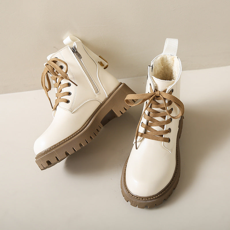 Boots For Women | Side Zipper Lace Closure Ankle Style