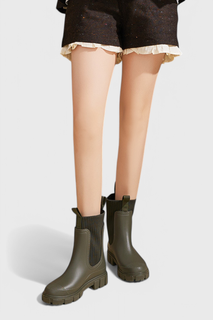 Boots For Women | Elastic Panel Ankle Lug Sole Design