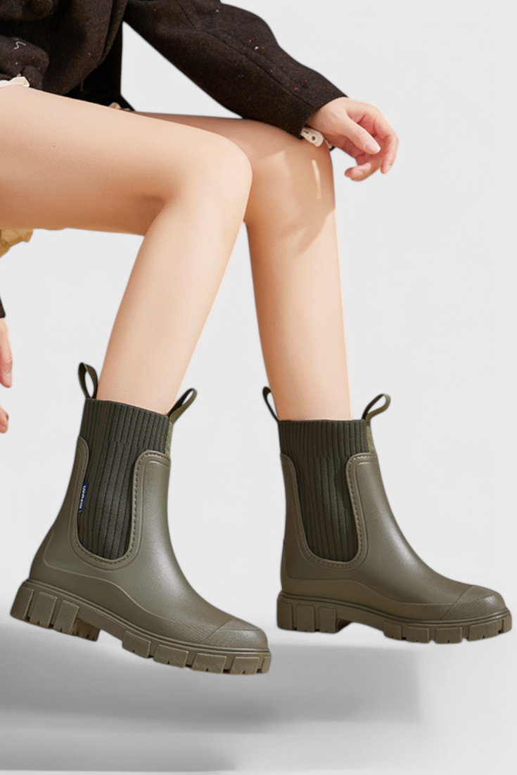 Boots For Women | Elastic Panel Ankle Lug Sole Design