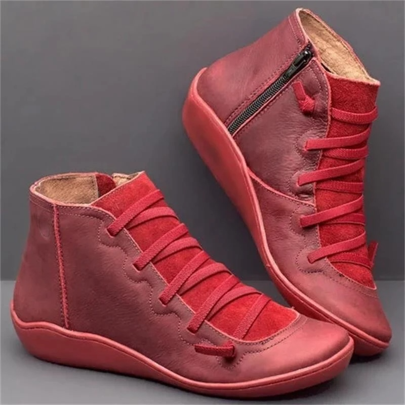 Boots For Women | Front Lace Low Ankle Flat Style