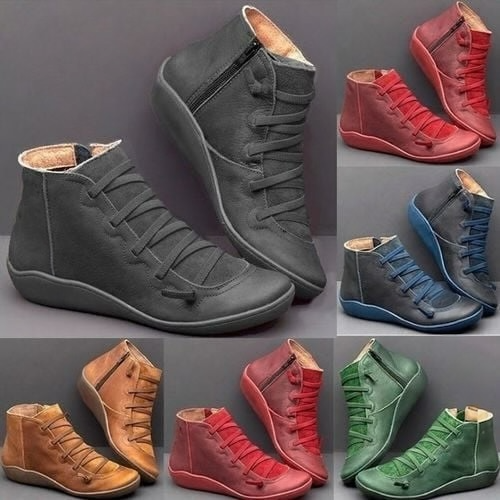 Boots For Women | Front Lace Low Ankle Flat Style