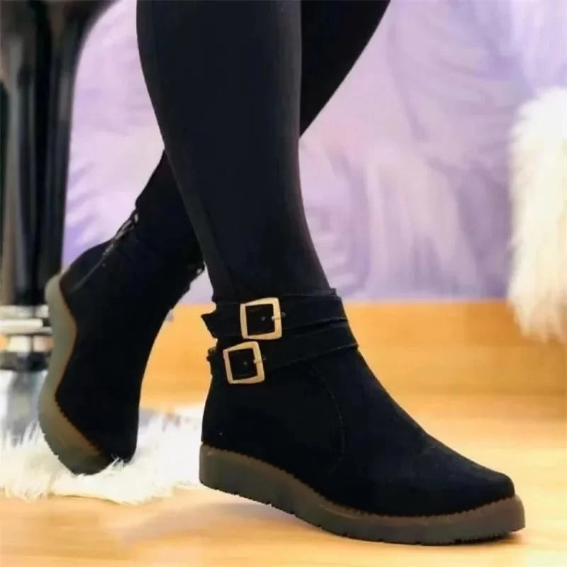 Boots For Women | Double Buckle Low Ankle Flat Style