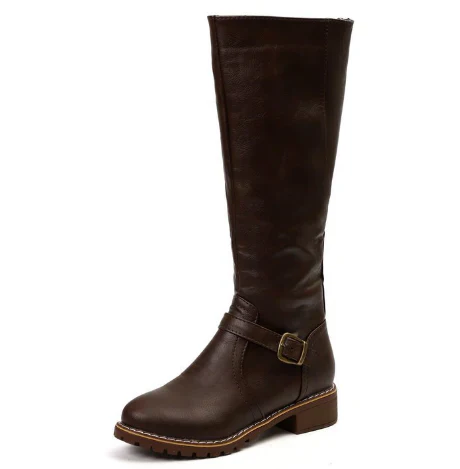 Boots For Women | Knee-High Closed Toe Buckle Detail