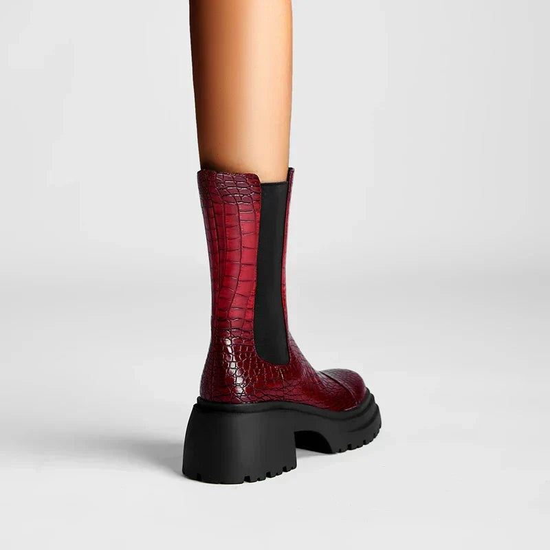Boots For Women | Textured Upper Elastic Panel Style