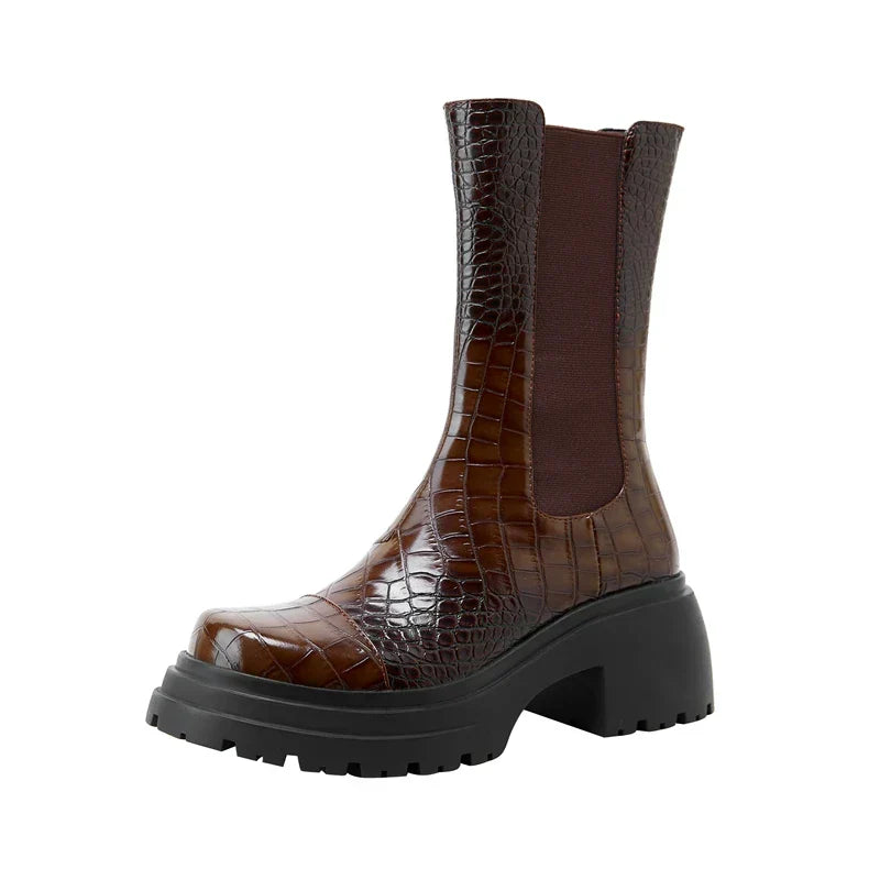 Boots For Women | Textured Upper Elastic Panel Style