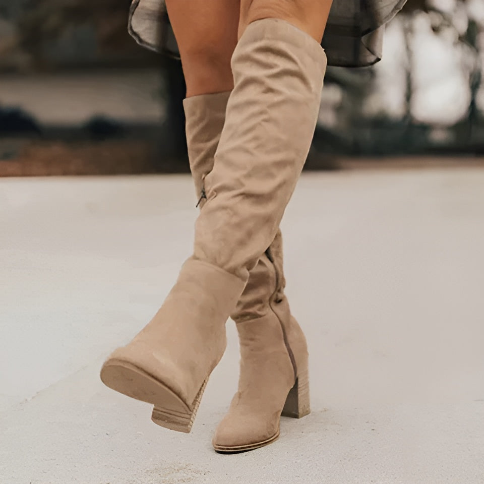 Boots For Women | Knee-High Closed Toe Low Heel