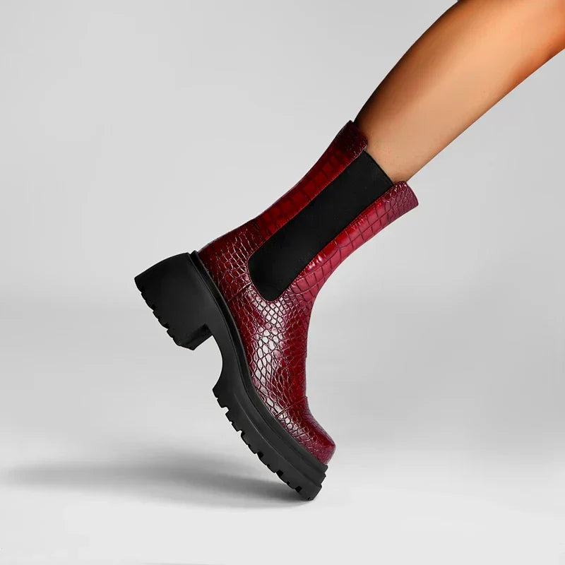 Boots For Women | Textured Upper Elastic Panel Style