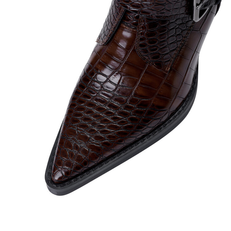 Boots For Women | Textured Upper Buckle Ankle Style