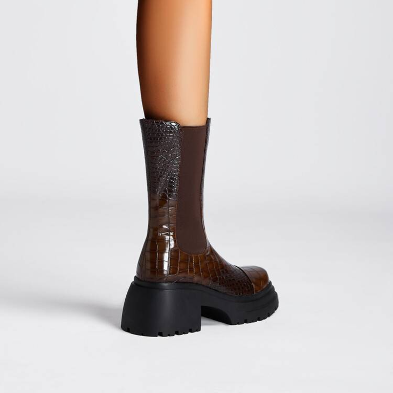 Boots For Women | Textured Upper Elastic Panel Style