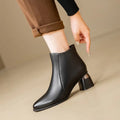 Boots For Women | Ankle Block Heel Rounded Toe Style