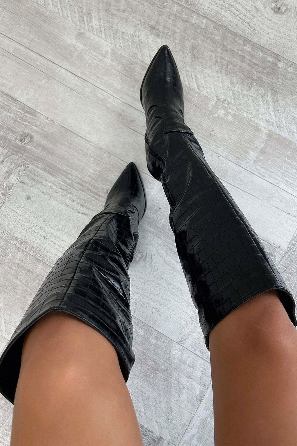 Boots For Women | Knee-High Block Heel Textured Design