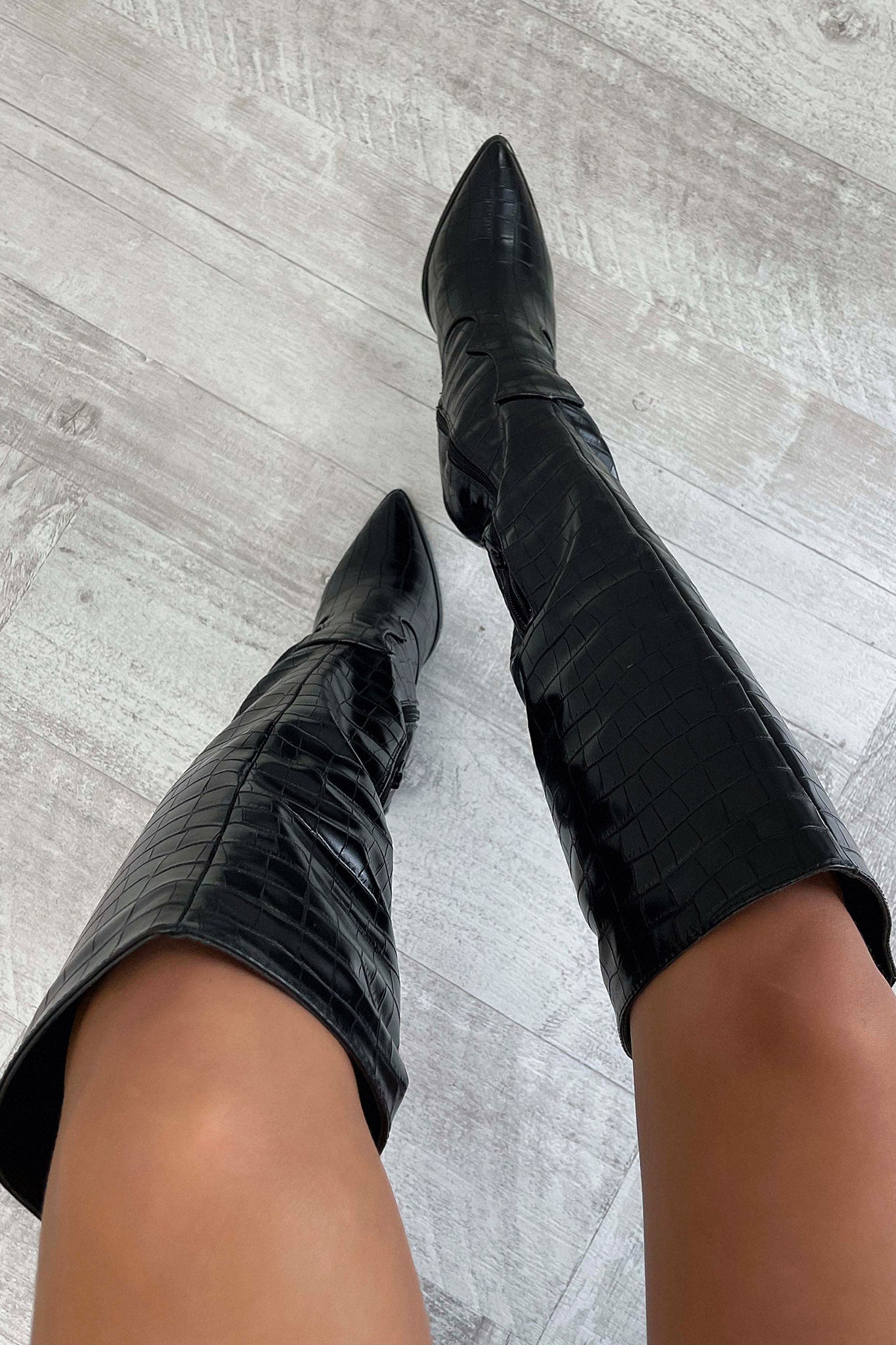 Boots For Women | Knee-High Block Heel Textured Design