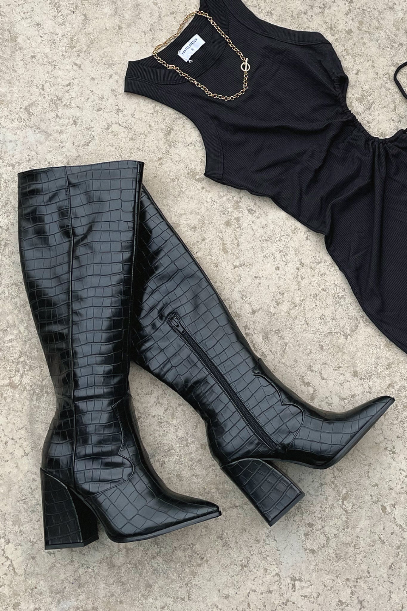 Boots For Women | Knee-High Block Heel Textured Design