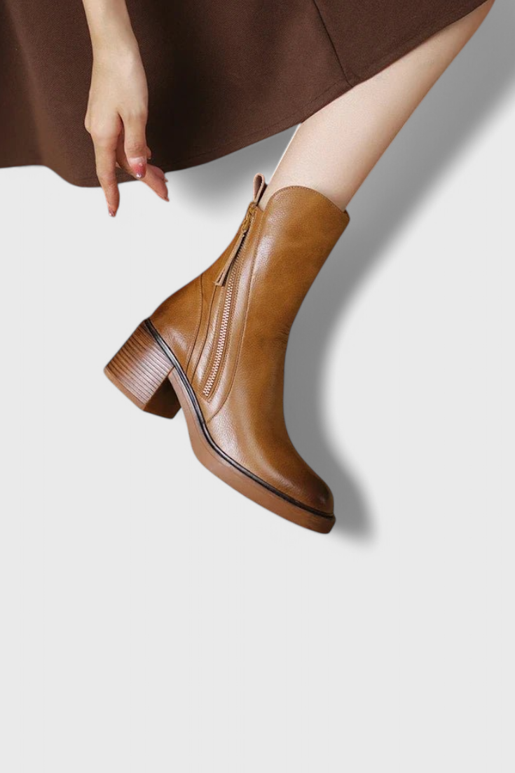 Boots For Women | Rear Zipper Ankle Block Heel Style