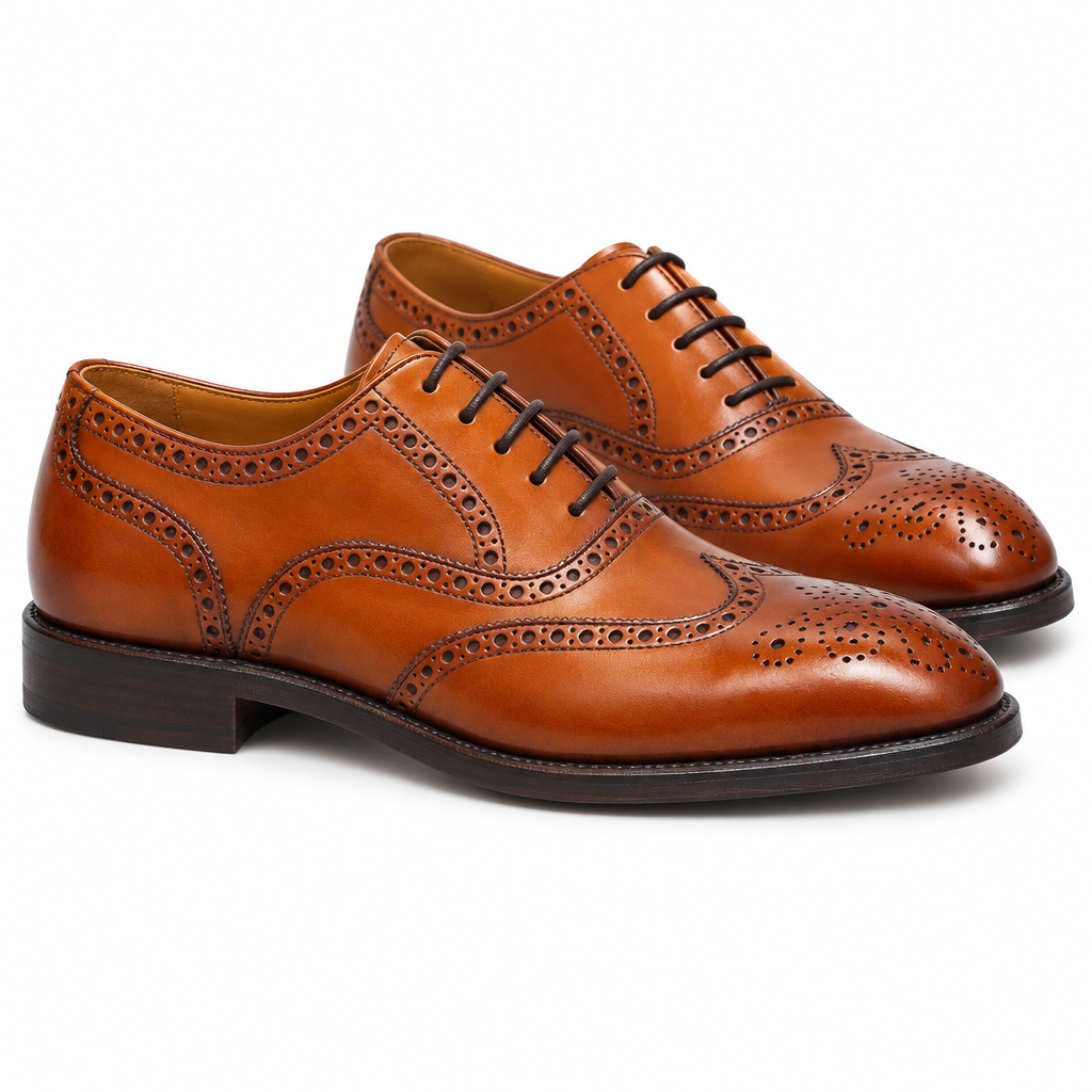 Tan Wingtip Brogue Oxfords