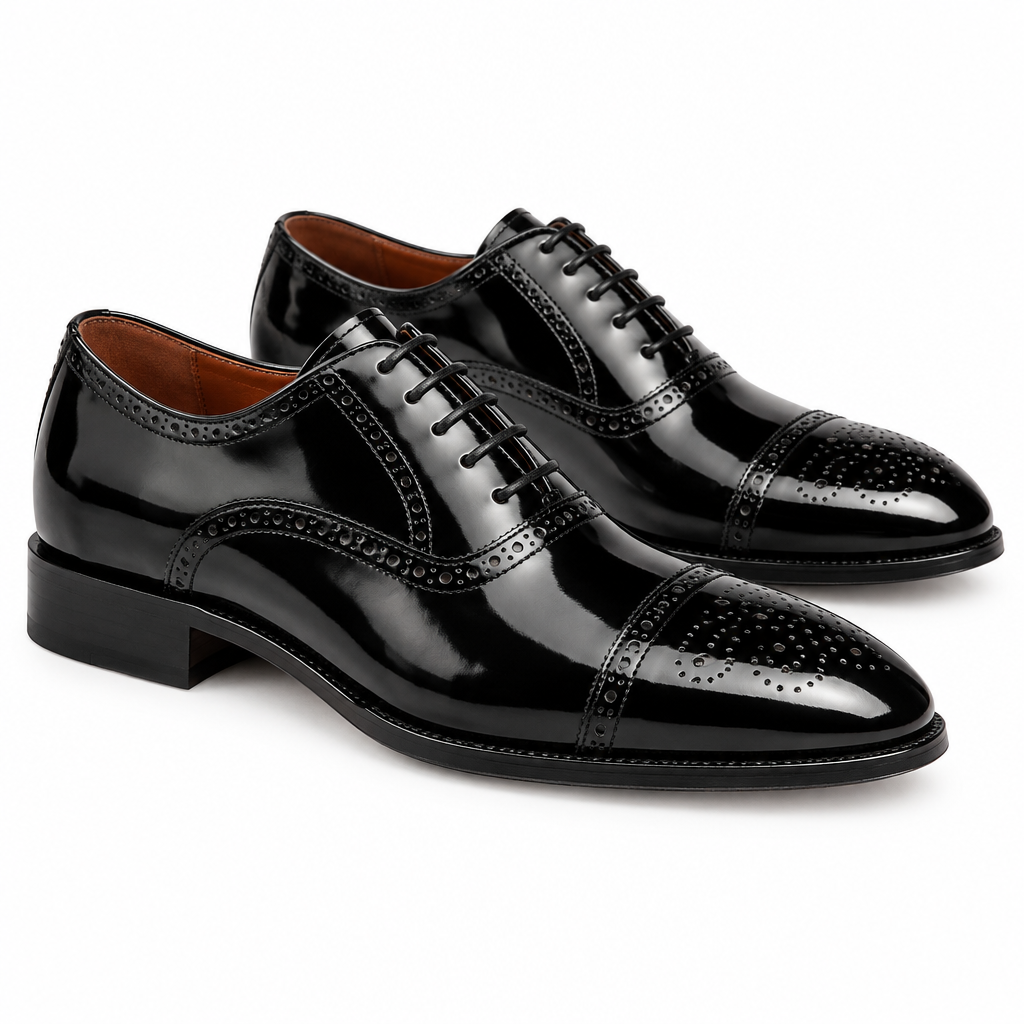 Black Cap Toe Brogue Oxfords