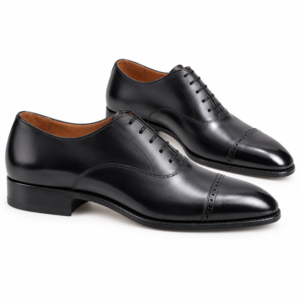 Classic Black Cap Toe Dress Shoes