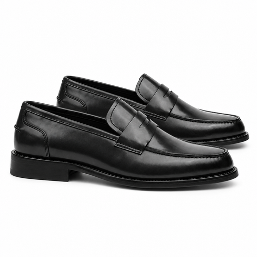 Black Leather Dress Loafers