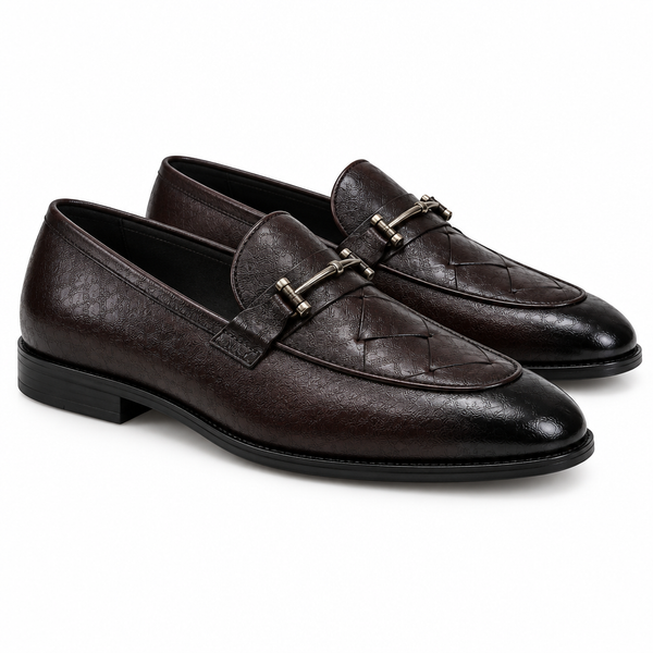 Dark Embossed Horsebit Loafers
