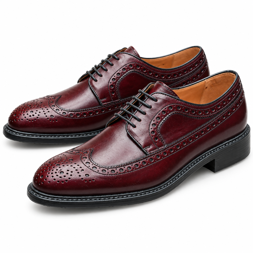 Burgundy Wingtip Brogue Derbies