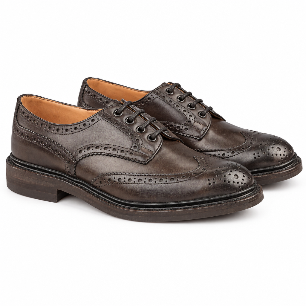 Gray Wingtip Derby Dress Shoes