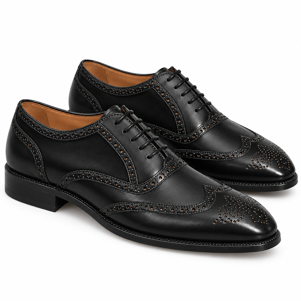Black Wingtip Brogue Office Shoes