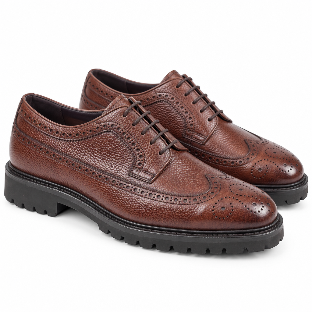 Brown Lug Sole Brogue Derbies