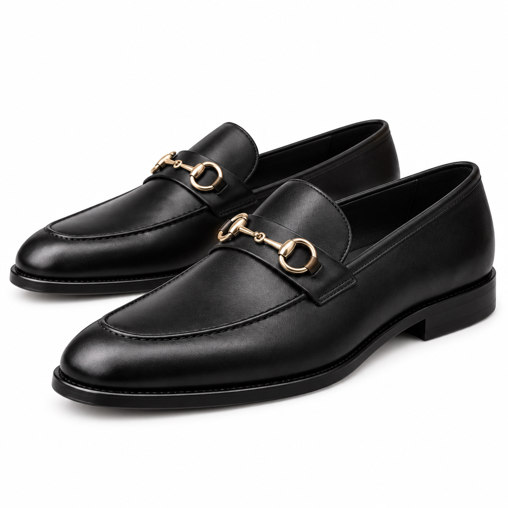 Black Plain Horsebit Loafers